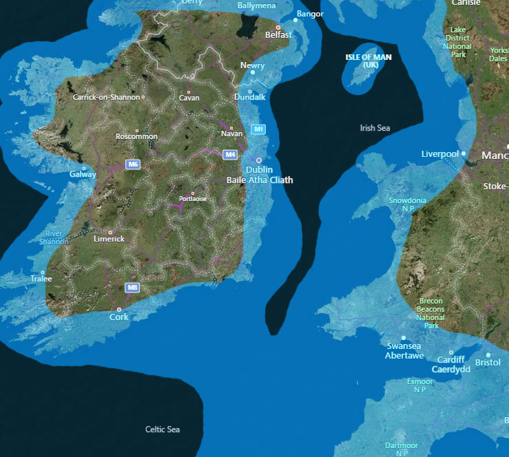 Ireland Britain land bridge - Ice Age