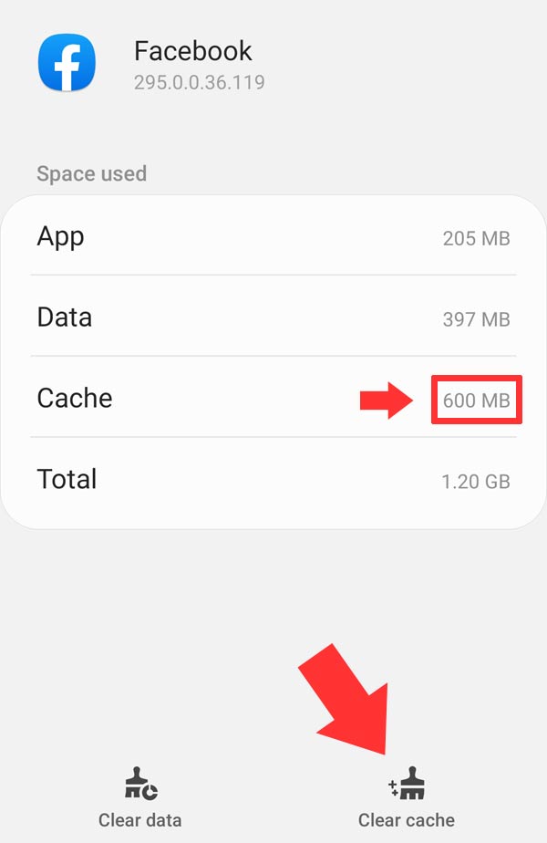 clear facebook app cache