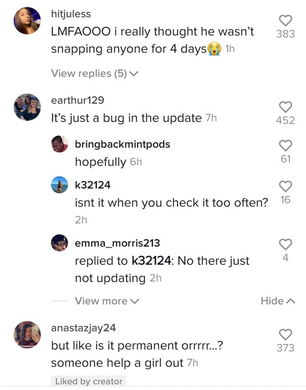 Snapchat score not going up. Possible bug? Or is it by design?