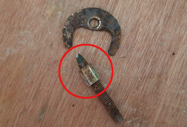 rusty locknut on a tap